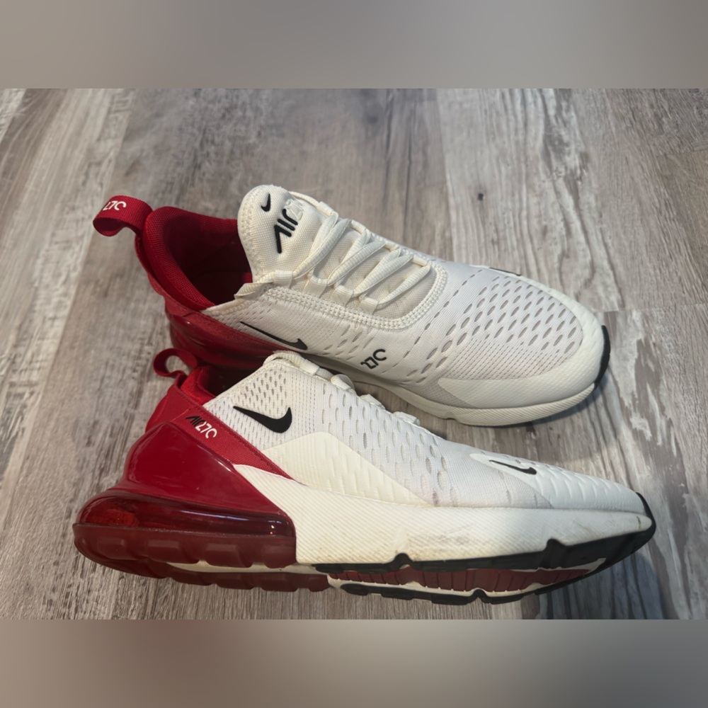 Nike Air Max 270 White and Red Trainers